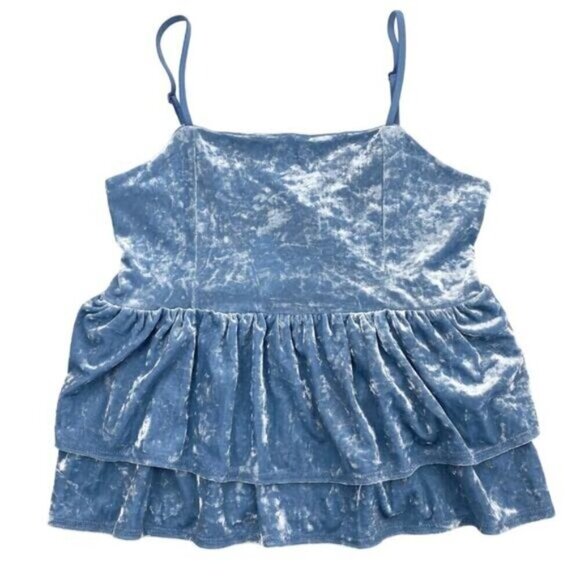 AE Crushed Velvet Tiered Babydoll Top Womens Size XS - Picture 4 of 7